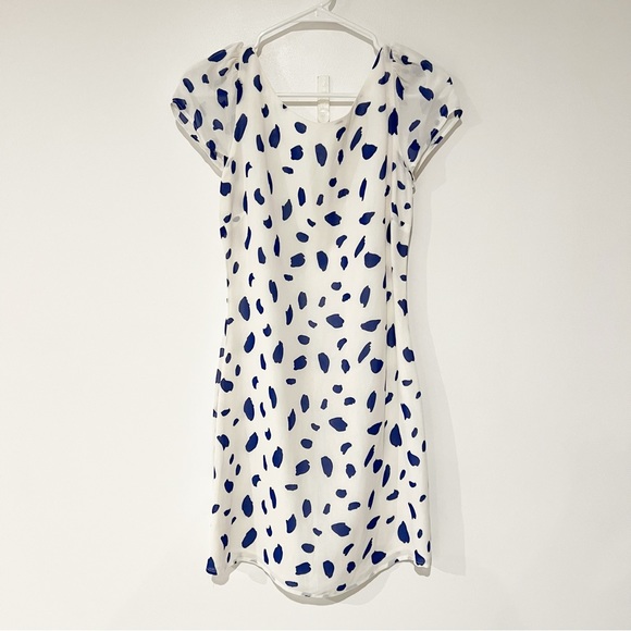 Reformation Ivette Dalmatian Polka Dot Blue Spotted Low Scoop Back Mini Dress - Picture 1 of 7